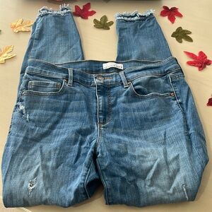 Loft modern skinny double raw hem skinny jeans